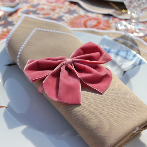 Velvet Bow Rose Pink (Set of 4)