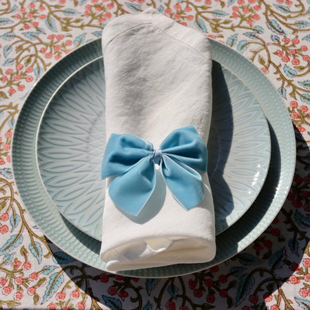 Velvet Bow Light Blue (Set of 4)