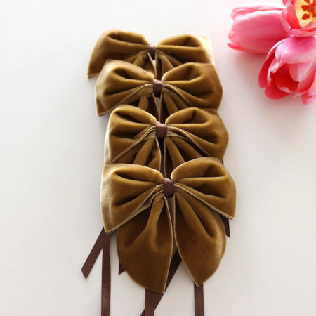 Velvet Bow Brown (Set of 4)