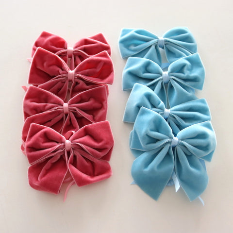 Velvet Bow Light Blue (Set of 4)