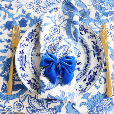 Velvet Bow Blue (Set of 4)